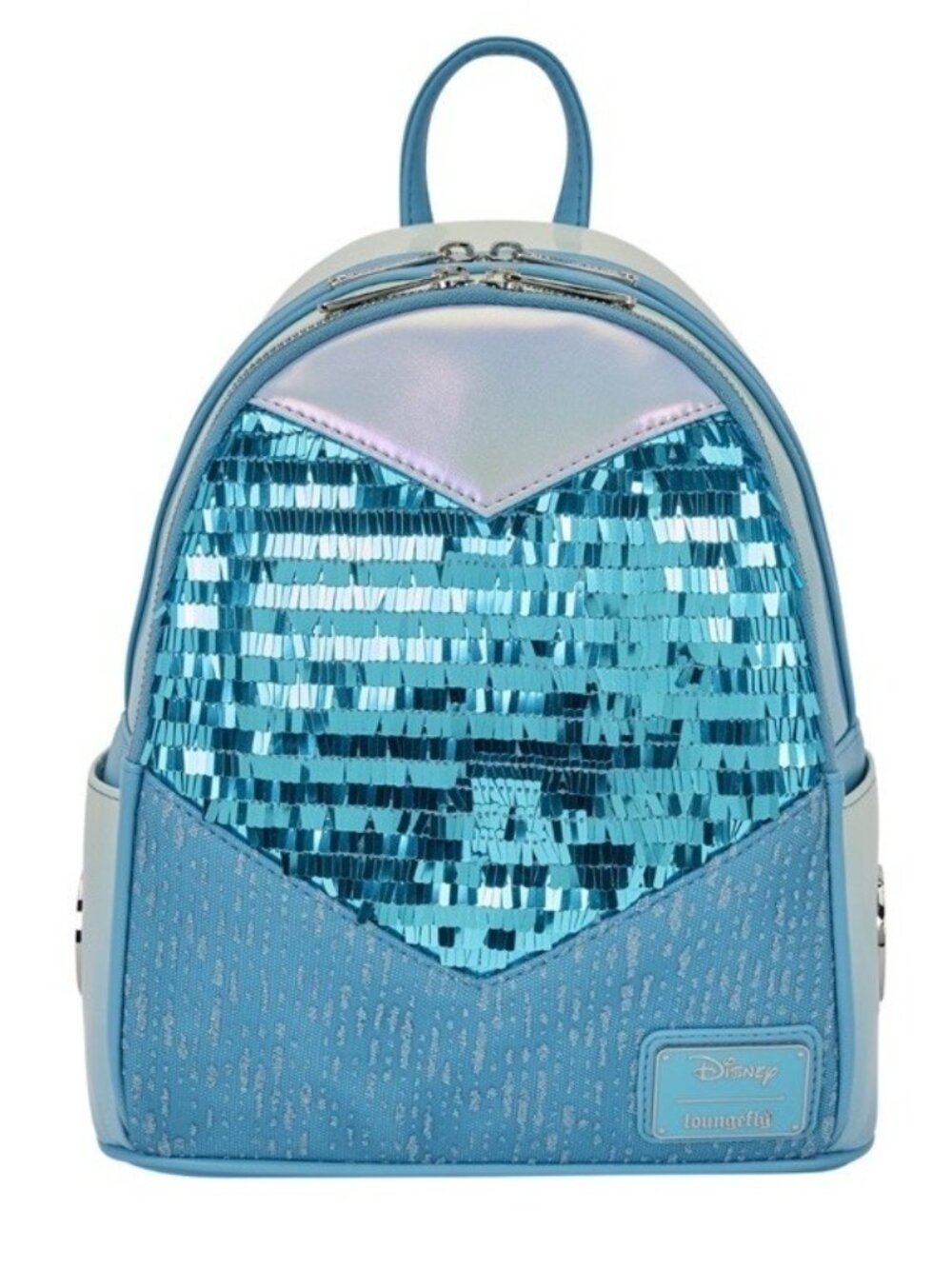 Loungefly Disney Frozen Elsa Mini Backpack Blue Sequin Snowflake Cosplay Bag NWT